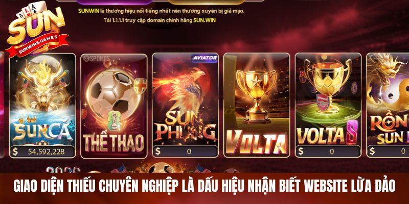 Giao diện thiếu chuyên nghiệp là dấu hiệu nhận biết website lừa đảo