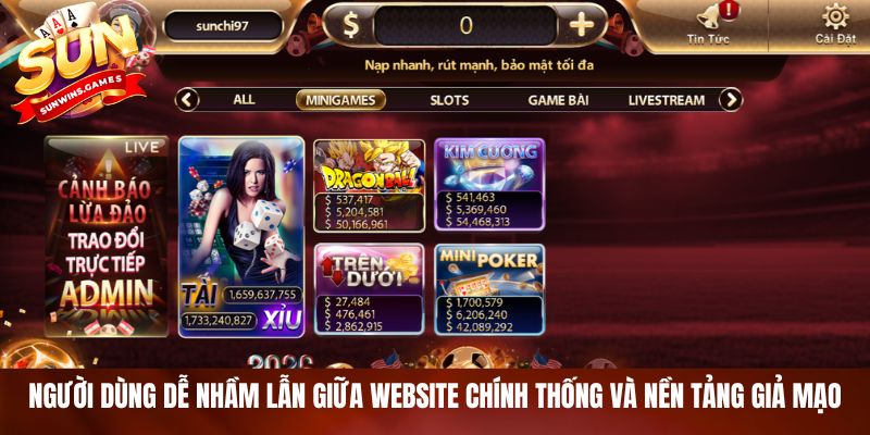 Người dùng dễ nhầm lẫn giữa website chính thống và nền tảng giả mạo