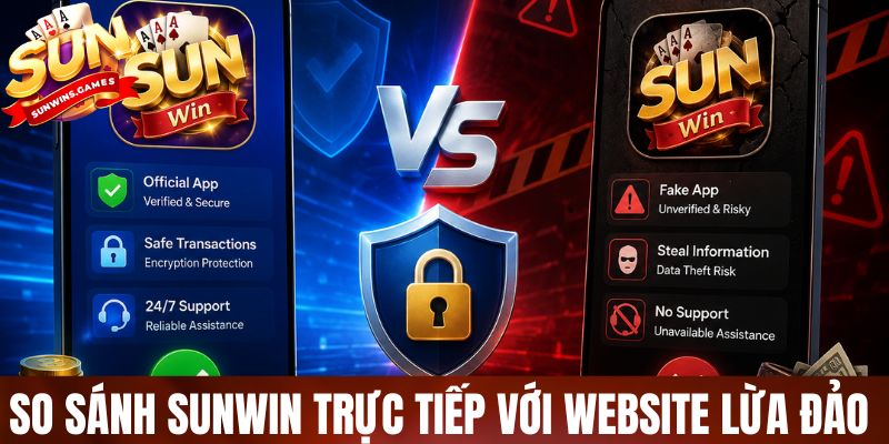 So sánh SUNWIN trực tiếp với website lừa đảo 